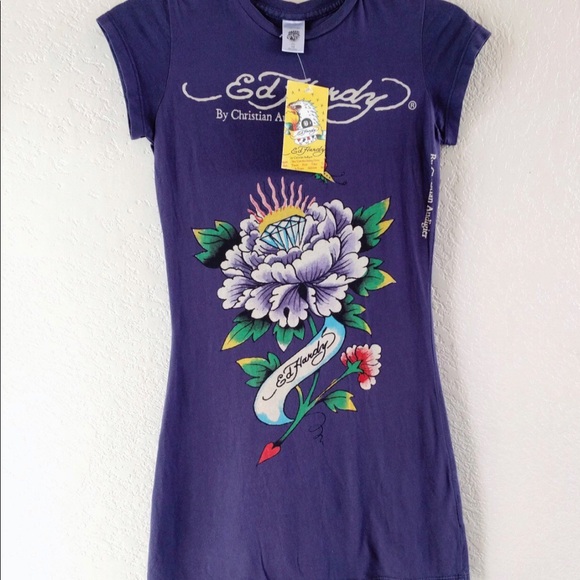 Ed Hardy Tops - Never Worn ED HARDY Women’s Tee/Shirt Dress 💜